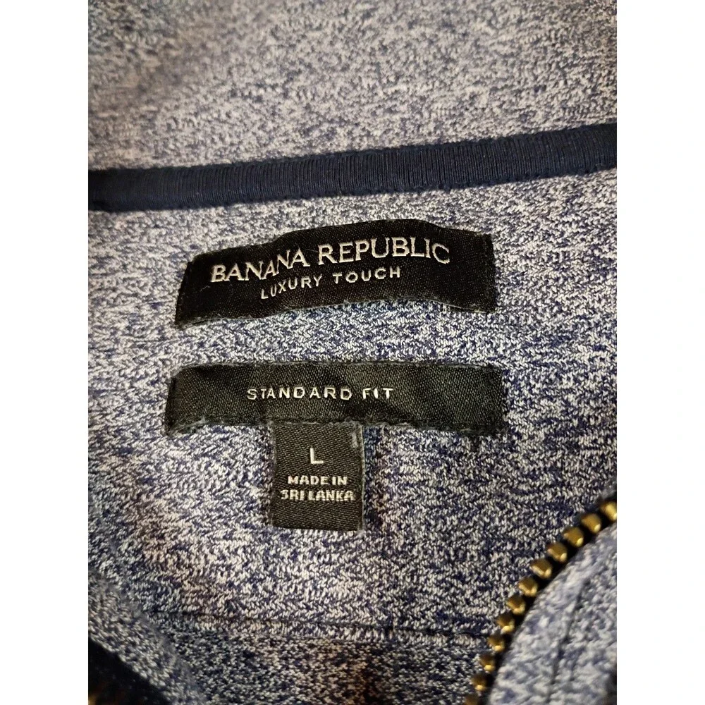 Banana Republic Luxury Touch Quarter Zip Mens L Gray Stripe
